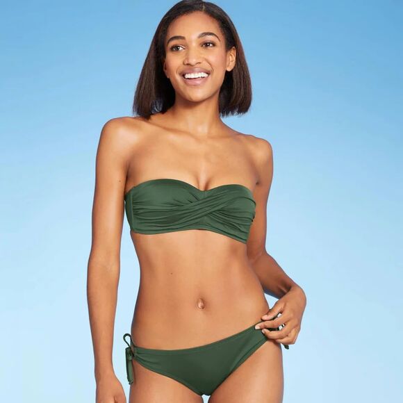 Kona Sol Bikini Bottom w/ Keyhole side ties, Palm Green, Size: XL - Picture 2 of 9